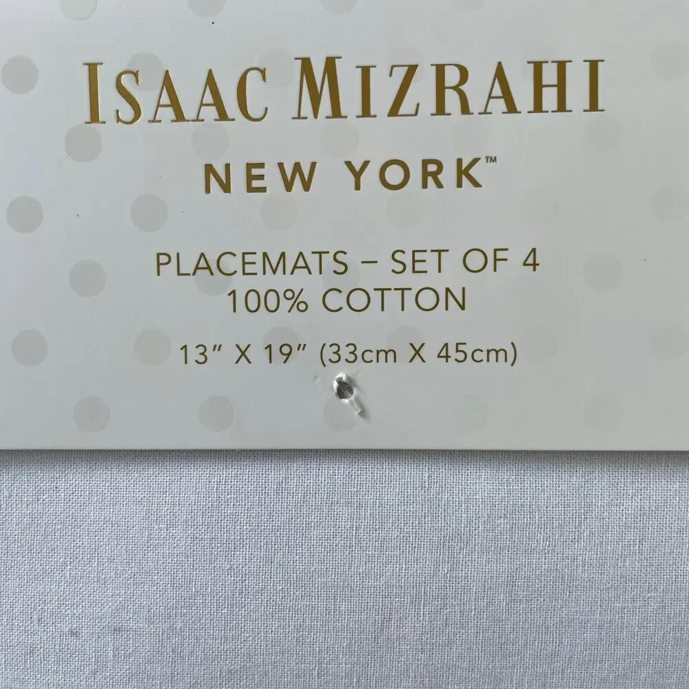 ISAAC MIZRAHI Halloween Ghost Placemats 13x19 Cotton White Orange Set of 4 New
